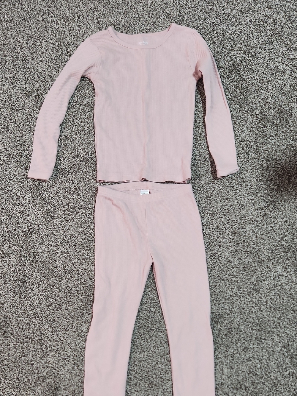 Carter's Girls Ribbed Long Sleeve Pajama Set in Light Pink